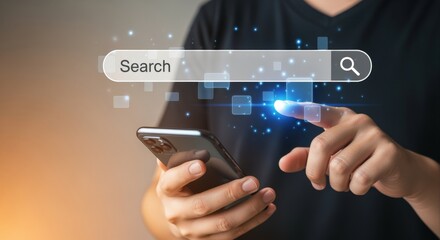 Online Search Interface on Mobile Device with Finger Tapping for Information Technology Concept