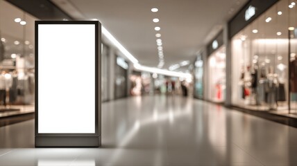 Blank Advertisement Billboard Mockup in Bright Retail Mall Interior for Marketing Campaigns