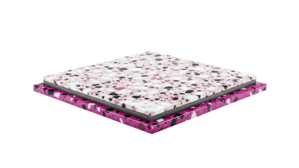 Pink and purple terrazzo samples stacked