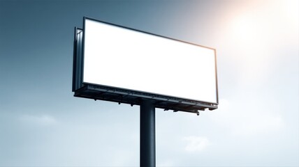 Obraz premium Billboard Mockup Against Blue Sky: Ideal for Outdoor Advertising and Marketing Campaigns