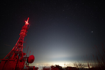 鰐塚山電波塔からの星空写真