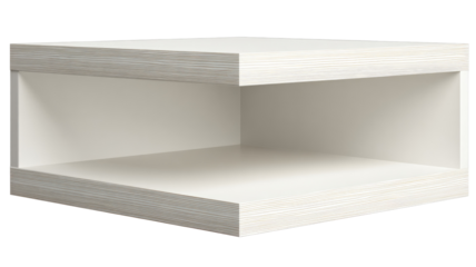 Modern white marble shelves, isolated on transparent background