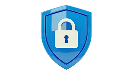 Blue Shield with White Padlock Icon