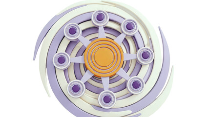 Abstract Circular Design with Purple and Orange Elements