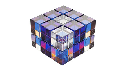 Abstract Glass Cubes in Iridescent Colors