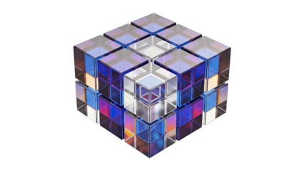 Abstract Glass Cubes in Iridescent Colors