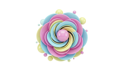 Abstract Swirl Flower with Pastel Spheres