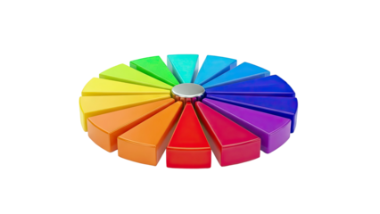 Rainbow pie chart segments arranged in a circle