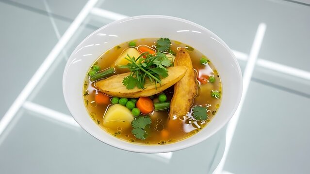 Chairo Pace&ntilde;o soup in a contemporary presentation.
