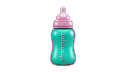 Pink and Teal Baby Bottle with Measurement Markings