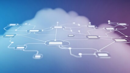 Abstract representation of a digital network featuring interconnected nodes and glowing lines against a blurred background
