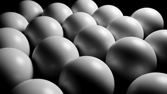 Monochromatic Spheres Assemblage with Deep Shadow and Luminous Highlights