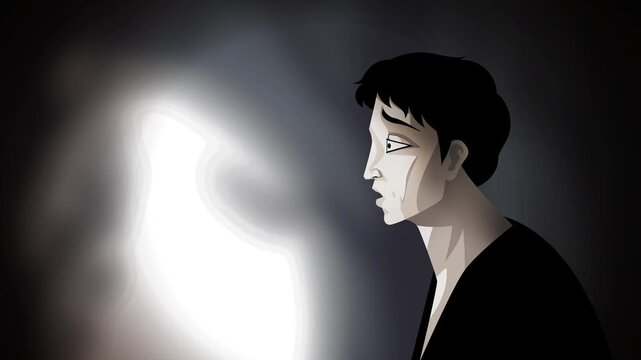 man meeting mysterious evil doppelganger