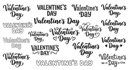 Fototapeta premium Hand Lettering Valentine's Day Typography Bundle featuring Various Calligraphy Styles and Script Fonts for Greeting Cards and Romantic Projects