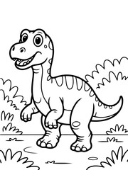 Fototapeta premium Prehistoric Delight: A charming depiction of a single dinosaur, drawn in a clean, artistic style, ready to spring to life.