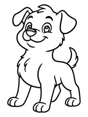 Fototapeta premium Puppy Outline: A charming cartoon puppy, captured in an endearing outline, radiating a joyful presence, offering a delightful depiction of youthful canine innocence.