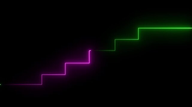 Neon line sign icon animation on Glowing neon business graph chart concept . Business concept growth and the path to success and earning. 4k 
