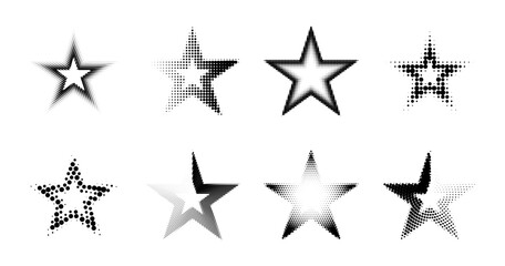 Halftone Star Shape Collection Vector Set