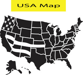 USA map vector silhouette design