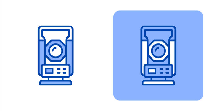 Theodolite Line Color  Two-tone color and contrasting background icon illustration