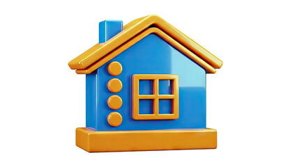 3D Blue and Orange House Icon