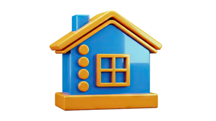 3D Blue and Orange House Icon