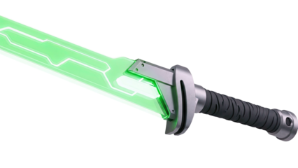 Sci-Fi Green Energy Sword with Detailed Hilt