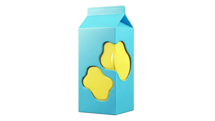 Blue milk carton with yellow abstract shapes