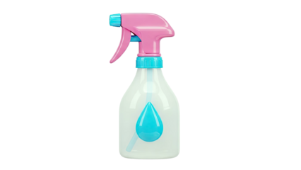 Pink and Blue Spray Bottle with Water Drop Icon