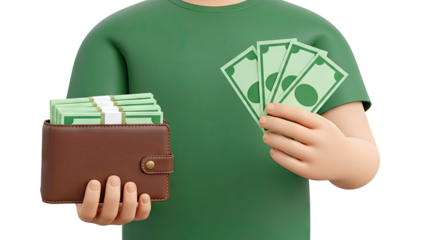 Person Holding Stack of Cash and Bills