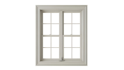 White Double Hung Window with Grilles Isolated on White Background
