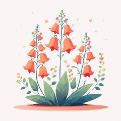 Orange foxglove flowers with green leaves © Tahu