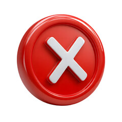 Fototapeta premium 3D rendered red cross button, Error cancel delete symbol mark