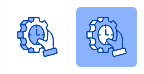 Time Management Line Color  Two-tone color and contrasting background icon illustration