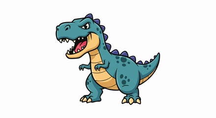 Fototapeta premium Cartoon T Rex Dinosaur Roaring with Open Mouth and Sharp Teeth.