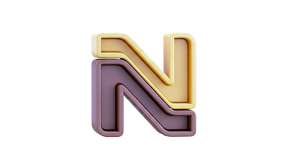 3D Letter N in Gold and Brown