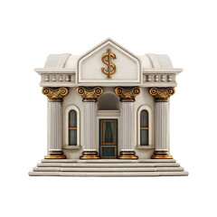 Fototapeta premium Stylized 3D bank building illustration, Financial services establishment graphic