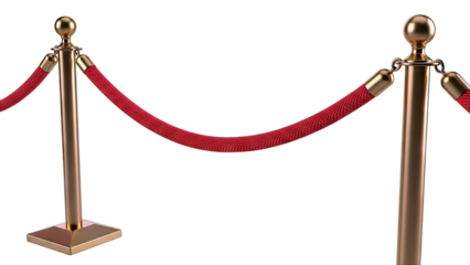 Gold Stanchion with Red Rope Barrier