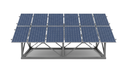 Commercial Solar Panel Array System Product Shot isolated PNG with Transparent Background