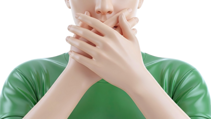 Person covering mouth with hands