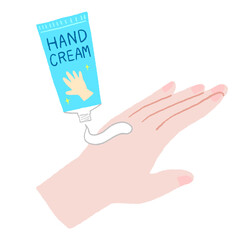 ハンドクリームを手に塗っているイラスト