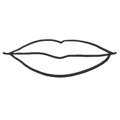 シンプルな唇のイラスト　線画