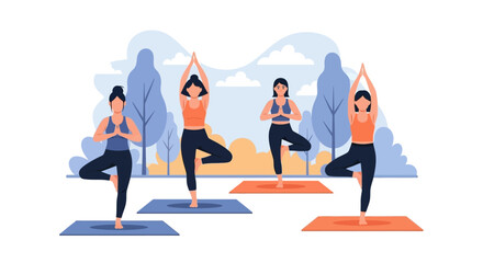Fototapeta premium Group of women practicing pose yoga for balance and wellness