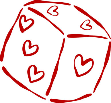 Whimsical Valentine Dice Hand Drawn Outline