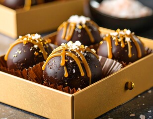 Chocolate Truffle with Caramel Drizzle and Sea Salt