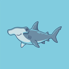 Obraz premium Cute Hammerhead Shark Cartoon Illustration.