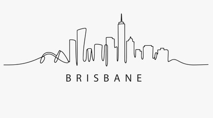 Obraz premium Flat Design one line without breaking the Brisbane city.
