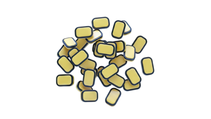 Pile of yellow and black rectangular objects