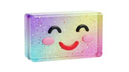 Glittery Rainbow Rectangle with Happy Face