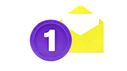One Unread Email Notification with Yellow Envelope Icon